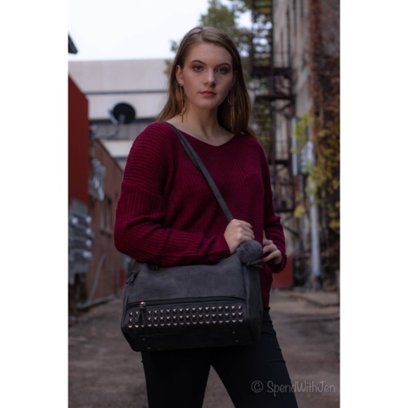 'Charlie' Vegan Leather Studded Crossbody - Picture 2 of 8